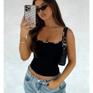 White Fox black New expression crop tank